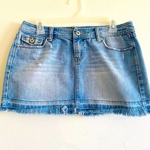 Aeropostale Frayed Lightwash Denim Blue Jean Skirt
